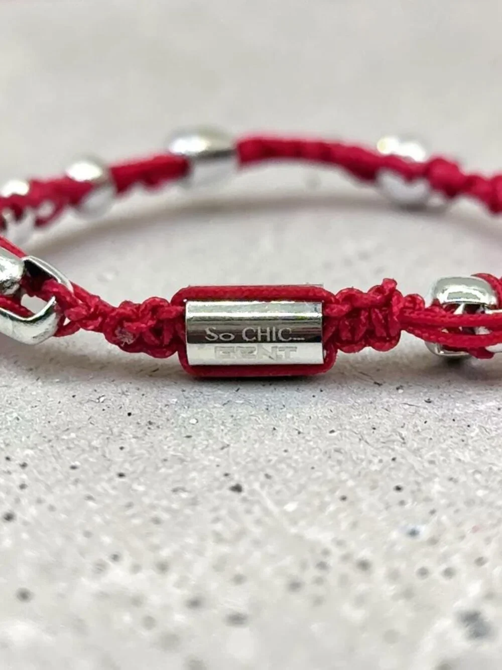 So Chic Gent's Stainless Steel and Red Cord Bolo Bracelet